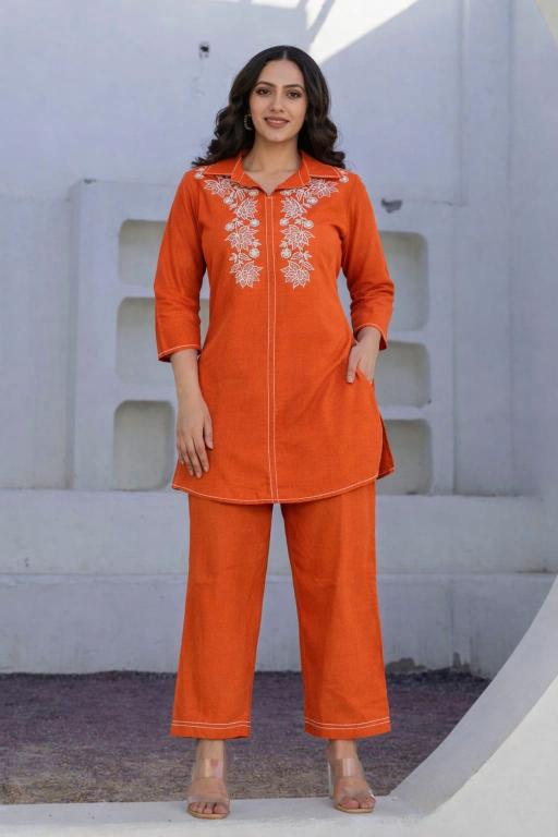Janni cotton orange coord set wholesale india